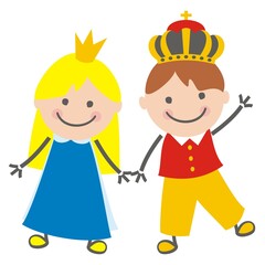 Wall Mural - prince with princess, fairy tale characters, cute vector illustration