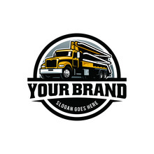 Construction Vehicle - Concrete Pump Truck Isolated Logo Vector