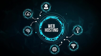 Internet, business, Technology and network concept. Web Hosting. The activity of providing storage space and access for websites.