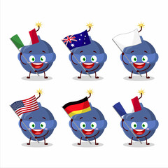 Sticker - Smoke bomb firework cartoon character bring the flags of various countries