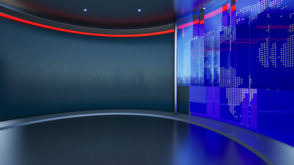 Wall Mural - Virtual set studio for green footage , 3d illustration