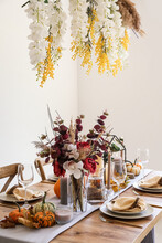 Beautiful Table Setting For Thanksgiving Day Dinner At Home