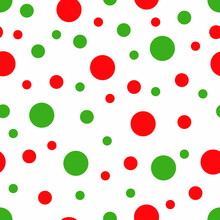 White Background With Red And Green Dots . Vector Illustration.