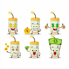 Sticker - Yellow firecracker cartoon character with cute emoticon bring money