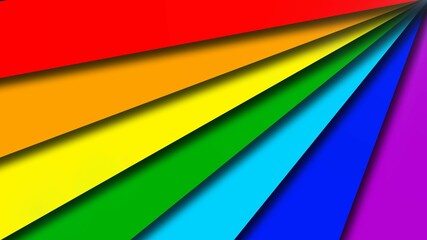 Poster - Abstract background of graphic elements in rainbow colors - arranged in fan design - 3D illustration