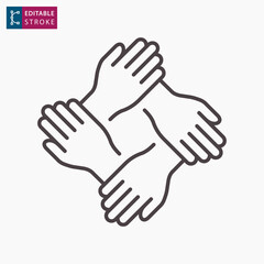 Poster - team work line icon on white background. editable stroke.