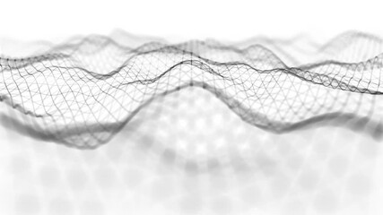 Poster - Abstract Network Mesh Waving Fx Background Loop/ 4k animation of an abstract background with digital fractal particle lines waving and seamless looping