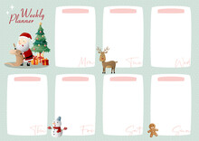Weekly Planner With Christmas Illustrations. Template For Agenda, Schedule, Planners, Checklists, Notebooks, Cards And Other Stationery.