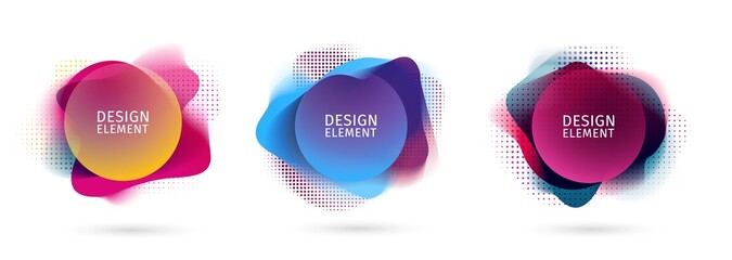 Wall Mural - Set of abstract modern graphic elements. Dynamical colored forms and line. Gradient abstract banners with flowing liquid shapes. Template for the design of a logo, flyer or presentation. Vector.