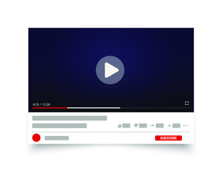 Poster - Template interface video player. Social media concept. Mockup video channel. Web windows player. Video content, blogging. Vector illustration. EPS 10