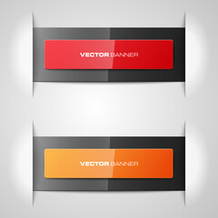 Poster - Design shape Origami vector banner. Two full-color glossy rectangle with a flare for your header or suggestions. Smooth stickers inscriptions