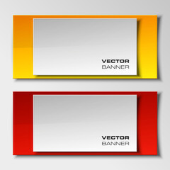 Poster - Vector banner. The original form as two form, overlapping. The flat image. Advertising Design shape. Vector label tag.
