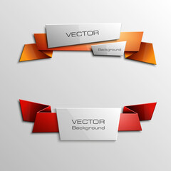Poster - Vector abstract ribbon banner. The two original rectangular form. The flat band image. Advertising Design shape. Vector label tag.