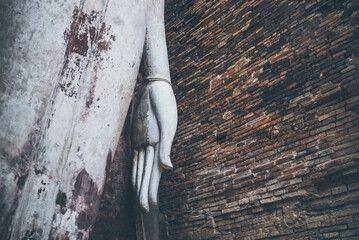 Wall Mural - old buddha temple in Sukhothai Province of Thailand, Thai temple is a landmark Asian travel tourism