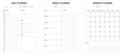 Set of minimalis planner, simple, daily, weekly, monthly, meal planner