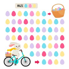 Wall Mural - Maze game for children.  Help the bunny to collect Easter eggs.
