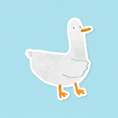 Wall Mural - Hand drawn duck sticker on blue background vector