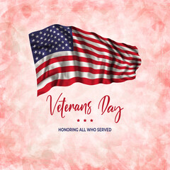 Poster - Veterans day card with flag