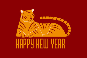 Background with a tiger for the Chinese New Year 2022. Concept background with tiger for banner, greeting cards, poster. Flat vector illustration