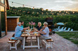 © bernardbodo - Multi-generations family gathering at dinner party in the backyard