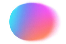 Abstract Pastel Neon Holographic Blurred Grainy Circle Gradient On White Background Texture. Colorful Digital Grain Soft Noise Effect Pattern. Lo-fi Multicolor Vintage Retro Design Template Copy Space