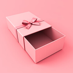 Aufkleber - Blank gift sleeve box with pink ribbon bow isolated on pink pastel color background minimal conceptual 3D rendering