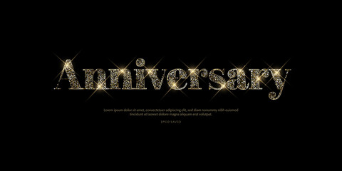 Wall Mural - Glittering golden letters on a black background, shiny letters
