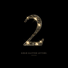 Glittering golden letters on a black background, shiny letters