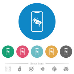 Sticker - Weather forecast on modern smartphone flat round icons