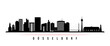Dusseldorf skyline horizontal banner. Black and white silhouette of Dusseldorf, Germany. Vector template for your design.