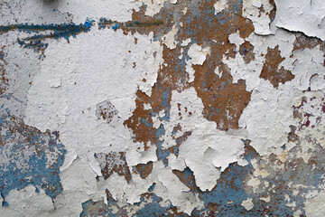 Wall Mural - Сement wall with peeling paint and plaster.