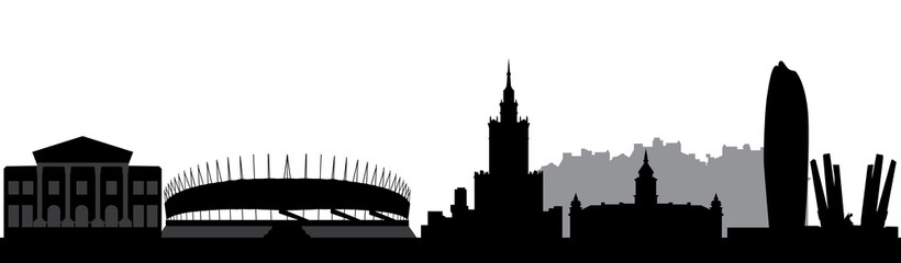 Poster - Warschau city skyline illustration