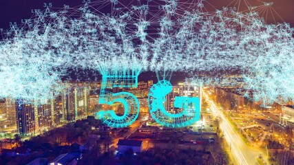 Poster - smart city and communication network concept. 5g. iot internet of things . telecommunication.
