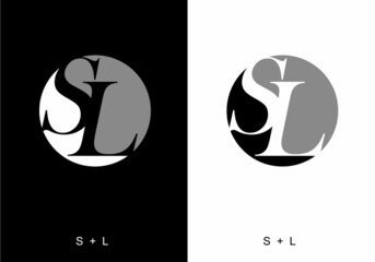 Black and white color of SL initial letter