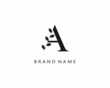 logo initials letter A. logo beauty. Elegant and luxurious black texture. Design a combination of letter a and abstract leaf. for the company's business brand. modern, simple and unique template.