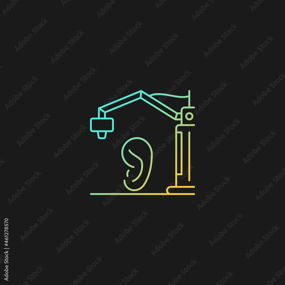 3d printed ear gradient vector icon for dark theme. Artificial human ...