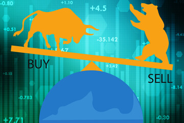 2d illustration share market concept

