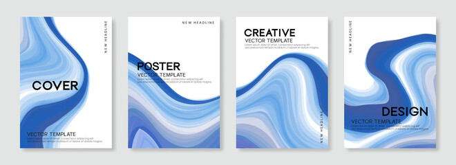 Poster - Set of business cover design template. Abstract colorful flow background for poster, banner, flyer, advertising and wallpaper. Vector