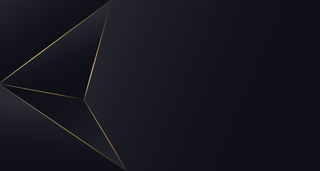 Wall Mural - elegant black and gold luxury background with triangle for banner design template and copy space. ve