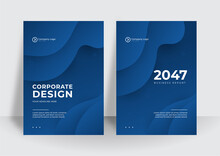 Modern Blue Corporate Identity Cover Business Vector Design Background. Flyer Brochure Advertising Abstract Background. Leaflet Modern Poster Magazine Layout Template. Annual Report For Presentation.