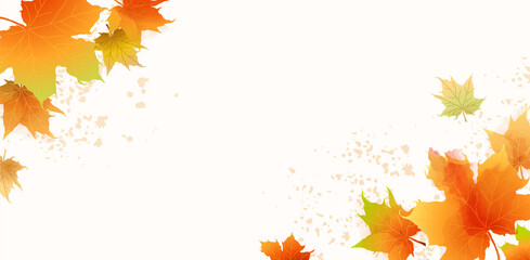 Wall Mural - autumn banner template with maple leaves. leaf fall. watercolor texture. vector background for poste