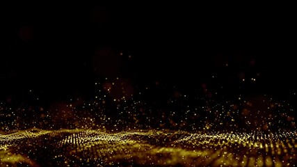 Aufkleber - abstract glowing gold fractal particles background loop/ 4k animation of an abstract background with