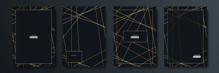 Gold black abstract line background