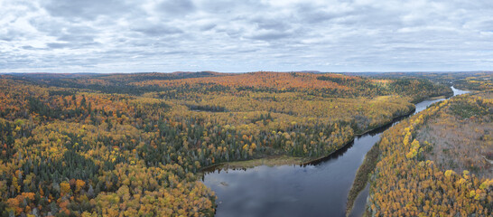Wall Mural - Aerial Of Autumn Landscape And River