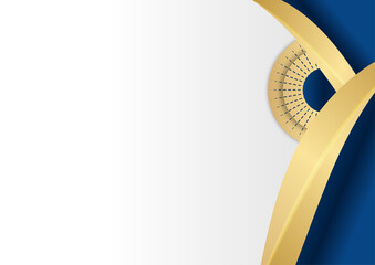 Aufkleber - Abstract blue and gold background. Luxury navy blue background combine with glowing golden lines elements. Overlap layer textured background design for banner, poster, presentation design, flier