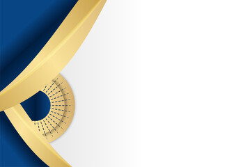 Aufkleber - Abstract blue and gold background. Luxury navy blue background combine with glowing golden lines elements. Overlap layer textured background design for banner, poster, presentation design, flier