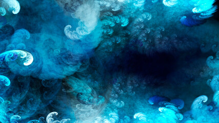 Wall Mural - abstract blue beautiful fractal background in the form of clouds and feathers and is suitable for us