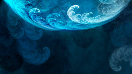 Wall Mural - abstract blue beautiful fractal background in the form of clouds and feathers and is suitable for us