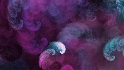 Wall Mural - abstract pink and blue beautiful fractal background in the form of clouds and feathers and is suitab