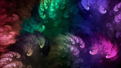 Wall Mural - abstract multicolored beautiful fractal background in the form of clouds and feathers and is suitabl